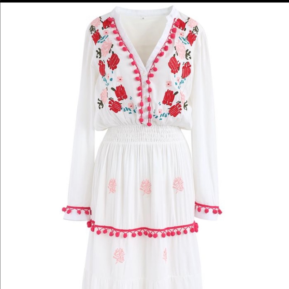 Chicwish Stay Romance Embroidered Maxi Dress